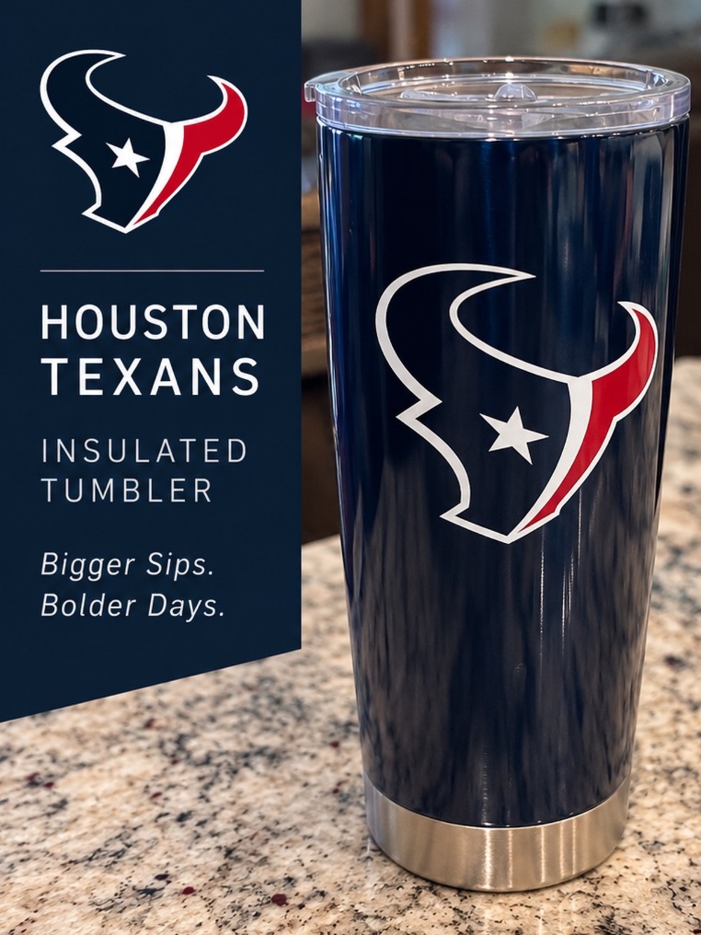 TEXANS NFL Insulated Tumbler - Navy/Red LIKE NEW
